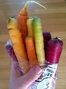 CSA box rainbow carrots