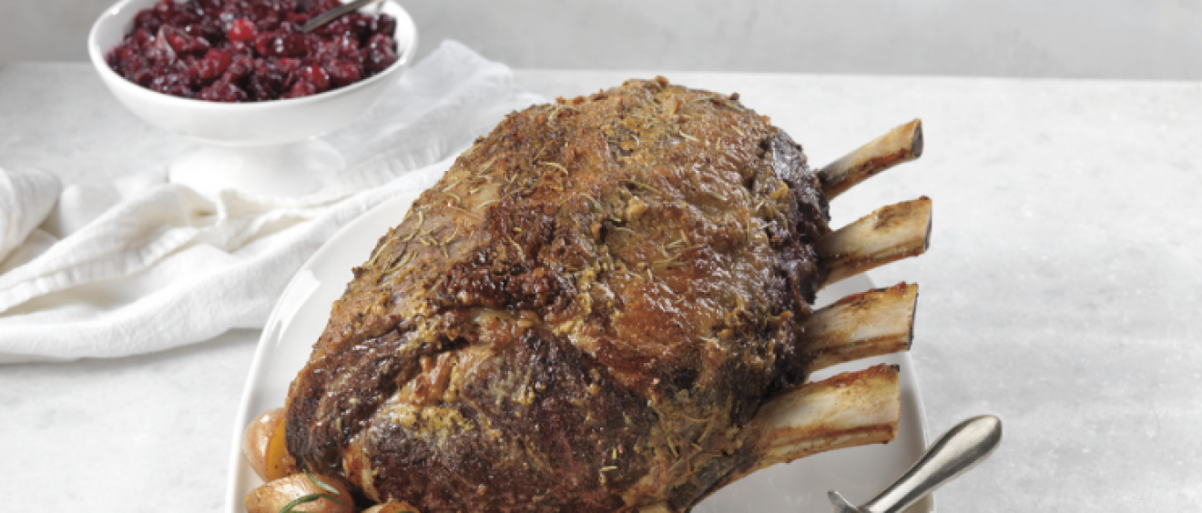 Dijon & Herb Rubbed Beef Roast with Cranberry Sauce