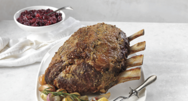 Dijon & Herb Rubbed Beef Roast with Cranberry Sauce