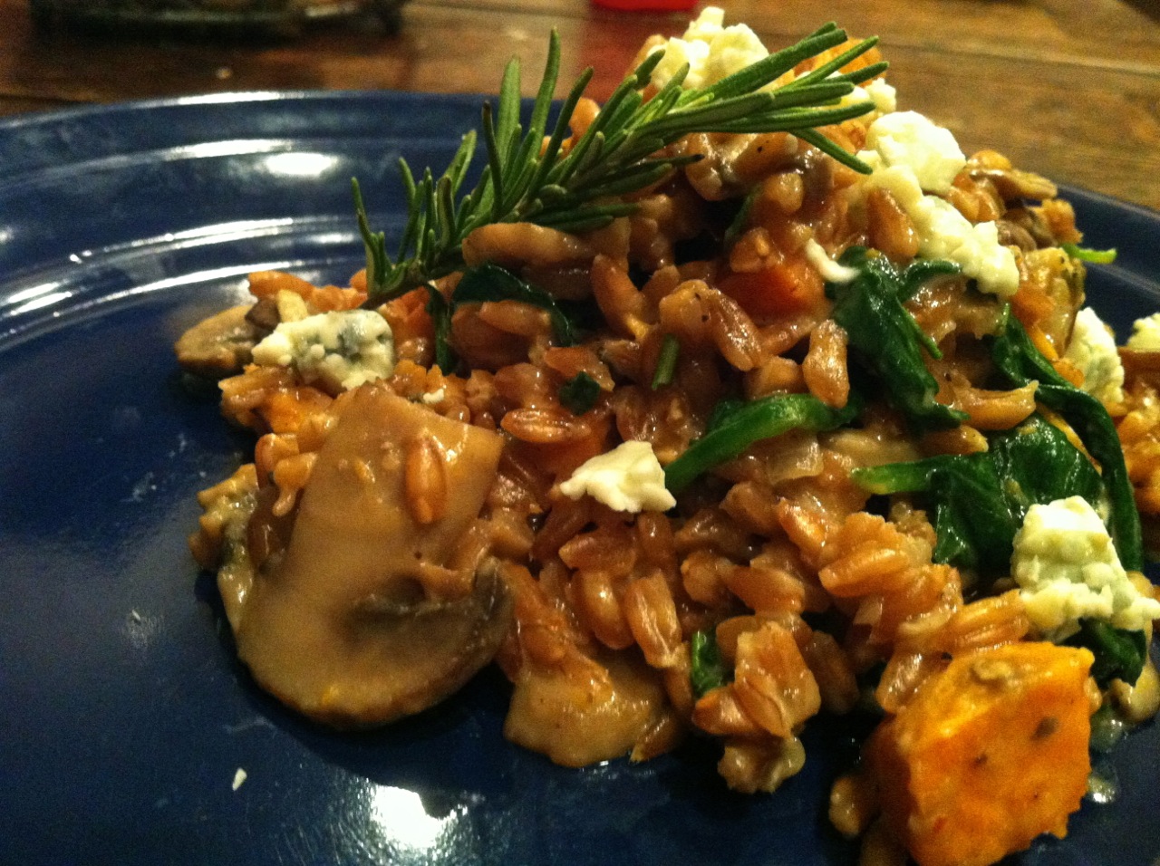 Mushroom and Blue Cheese Farrotto