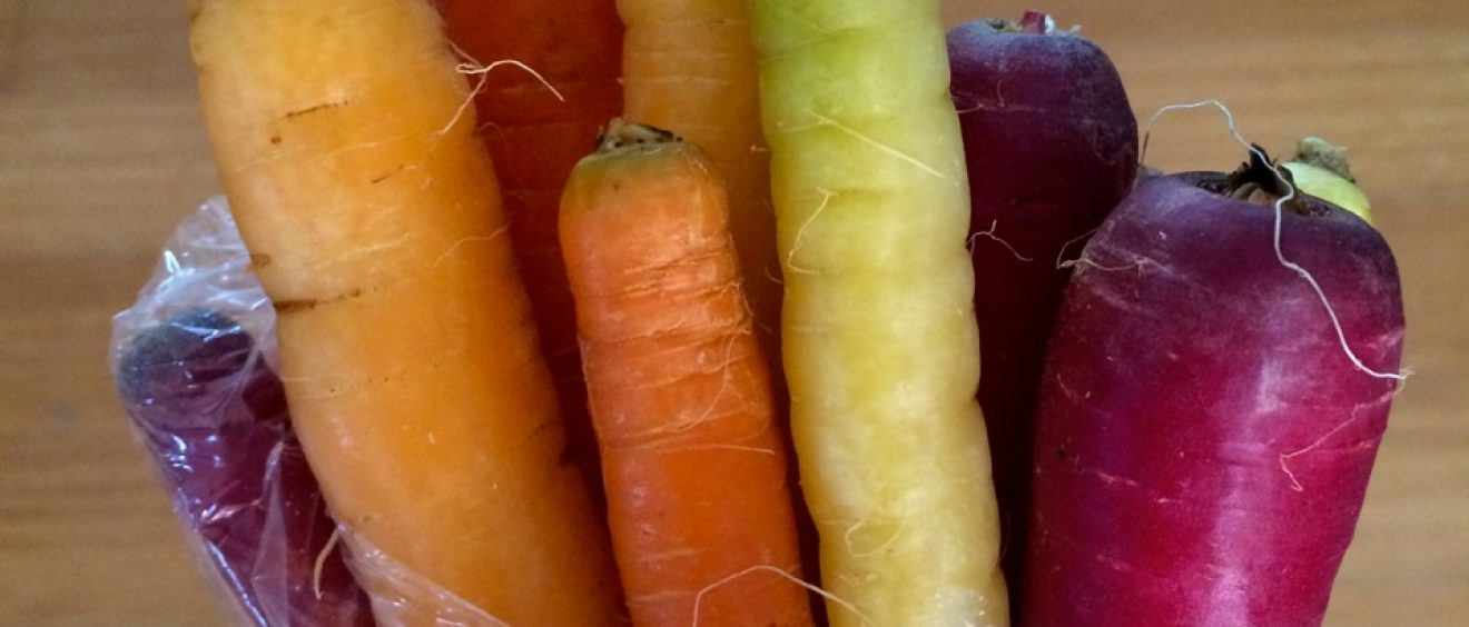 CSA box rainbow carrots
