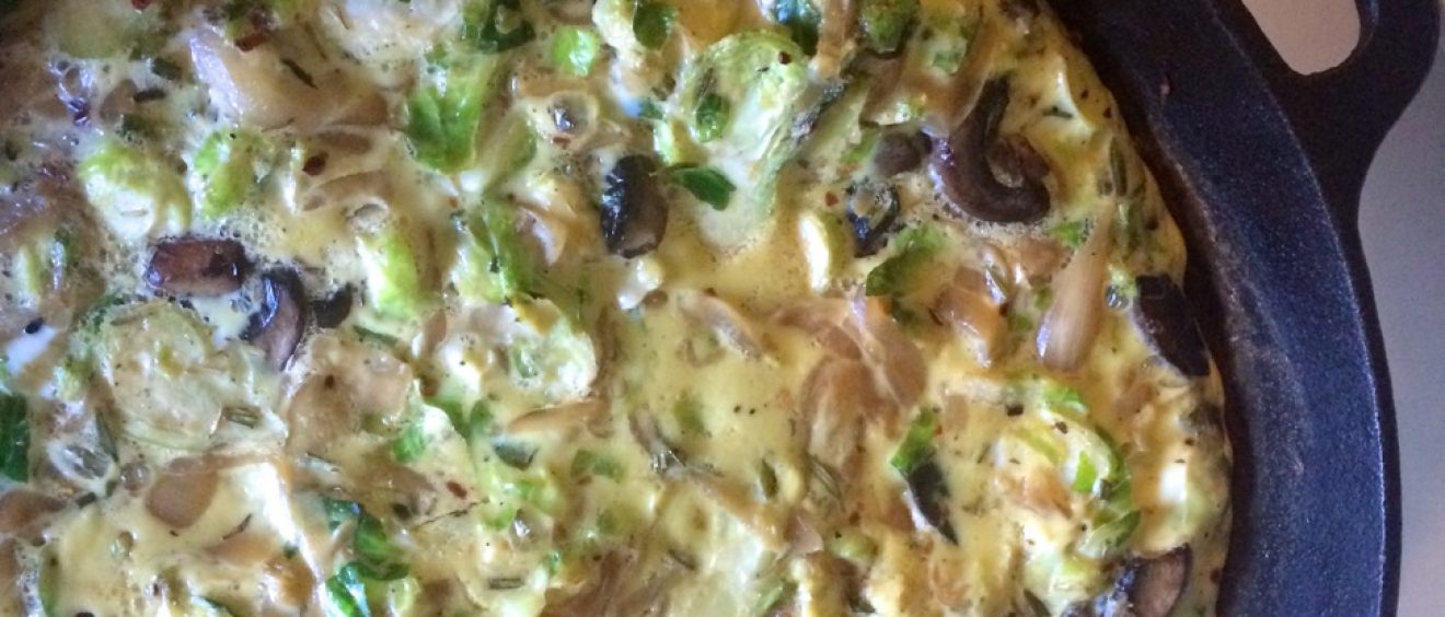 Caramelized Onion, Mushroom, Brussels Sprout Frittata vertical